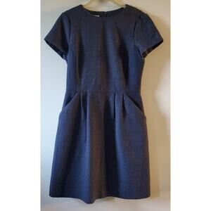 HOBBS London Blue White Polka Dot US 6 Wool Blend Pockets Business Preppy Dress
